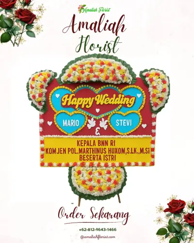 Karangan Papan Bunga Pernikahan di Mantrianom